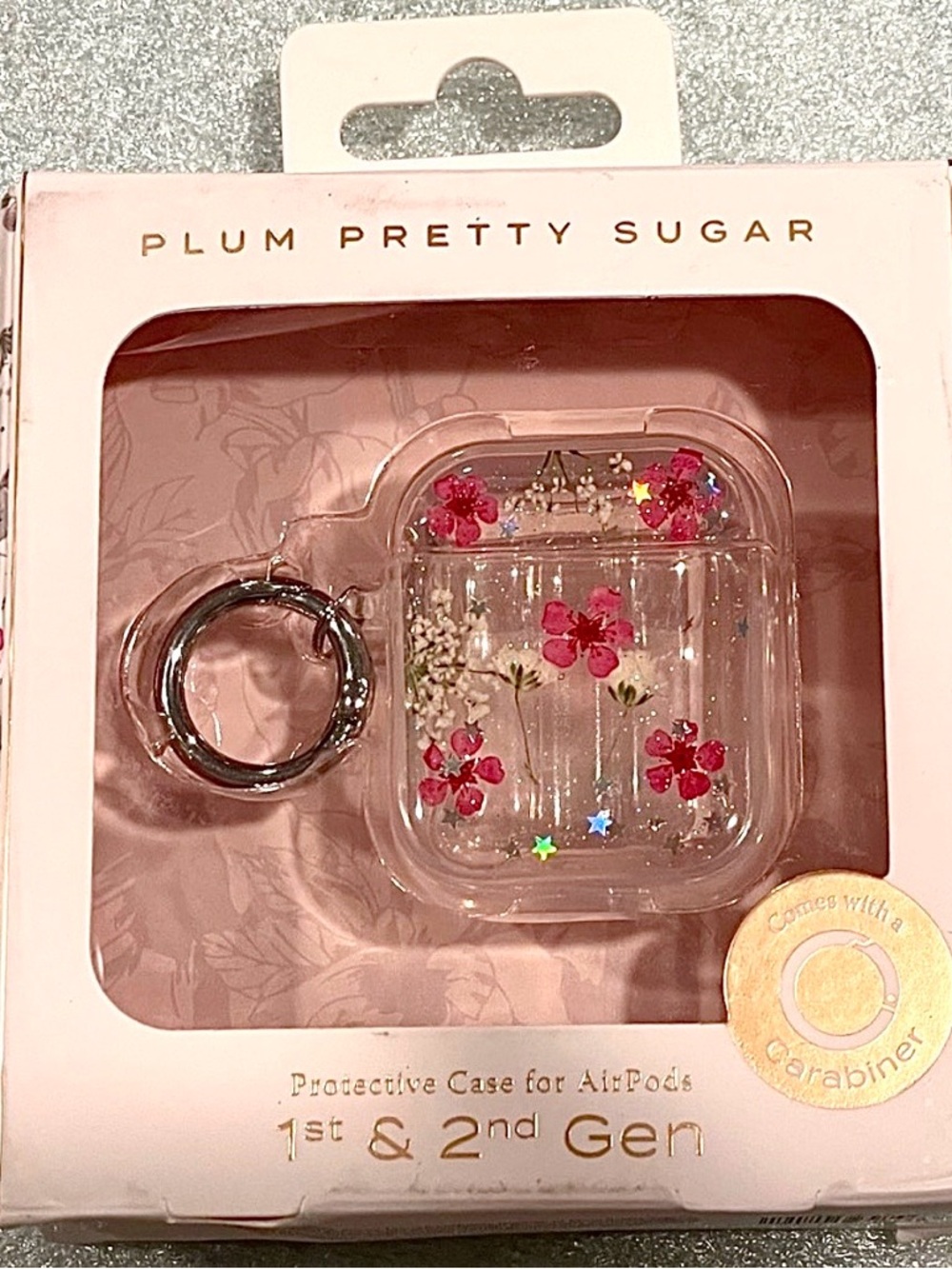 🥳BOGO! NIB Plum Pretty Sugar AirPods Protective Case 1 & 2 Gen. Clear Floral.
